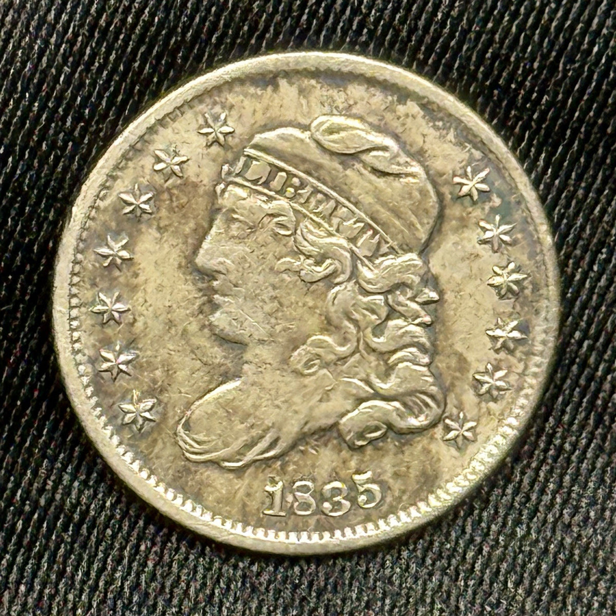 1835 Capped Bust Half Dime Extra Fine XF 5 Cent Silver Coin