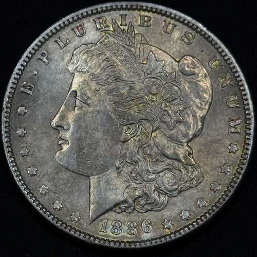 1886 Morgan Silver Dollar Raw About Uncirculated Slider Nice Original Toned