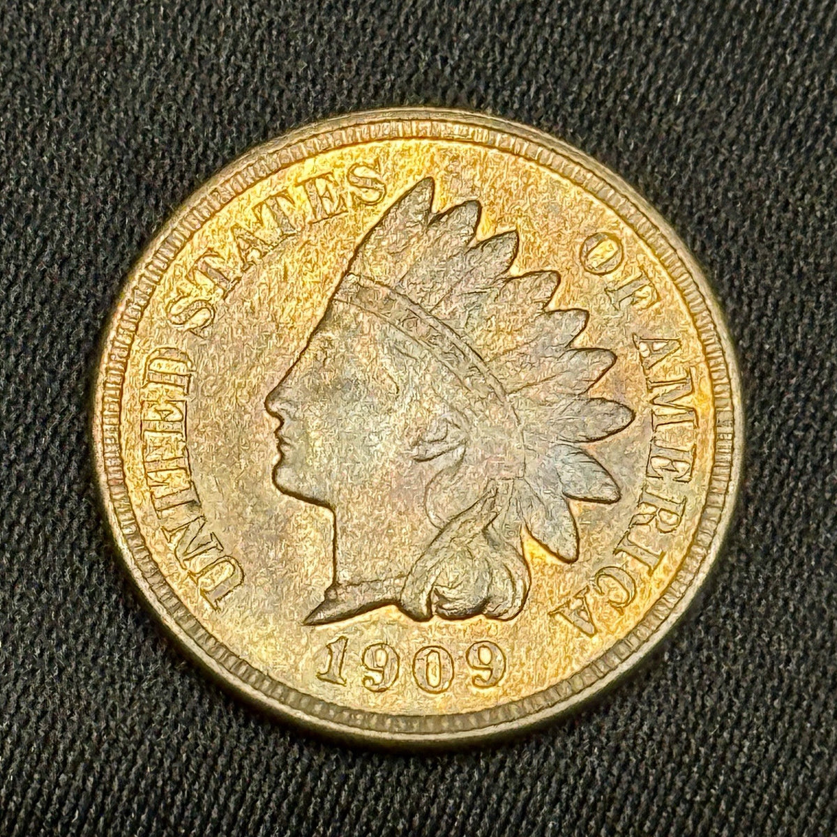 1909 Indian Head Cent Brilliant Uncirculated BU Toned
