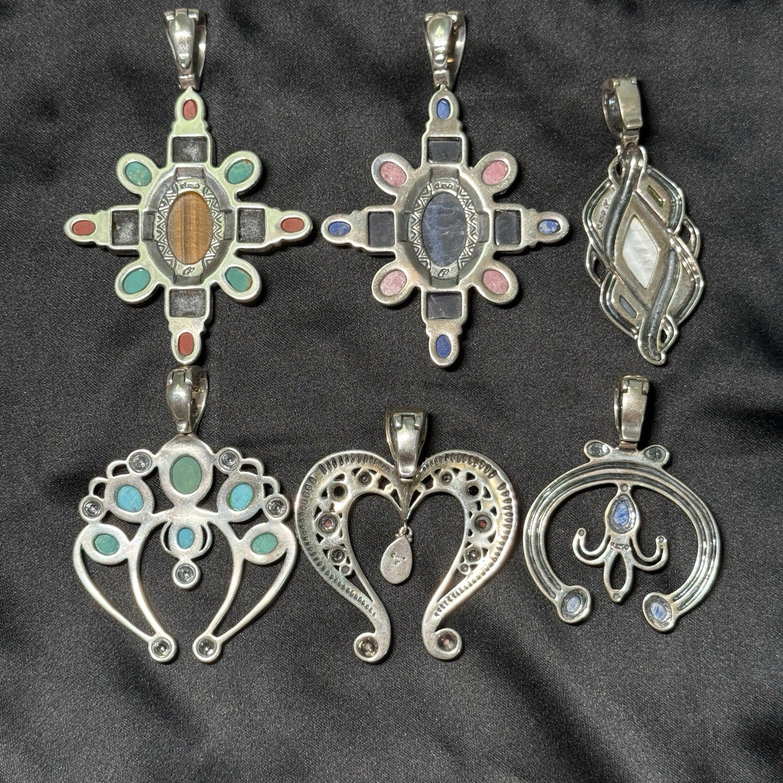 Carolyn Pollack Sterling Silver .925 Mixed Lot Of Large Pendants Lot of 6. 165g