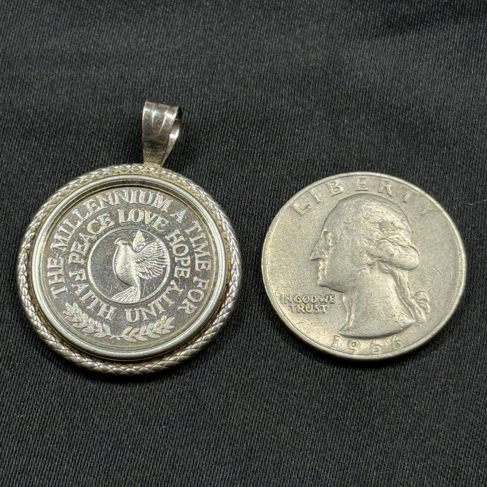 Vintage Sterling Silver 925 Peace Medallion Pendant