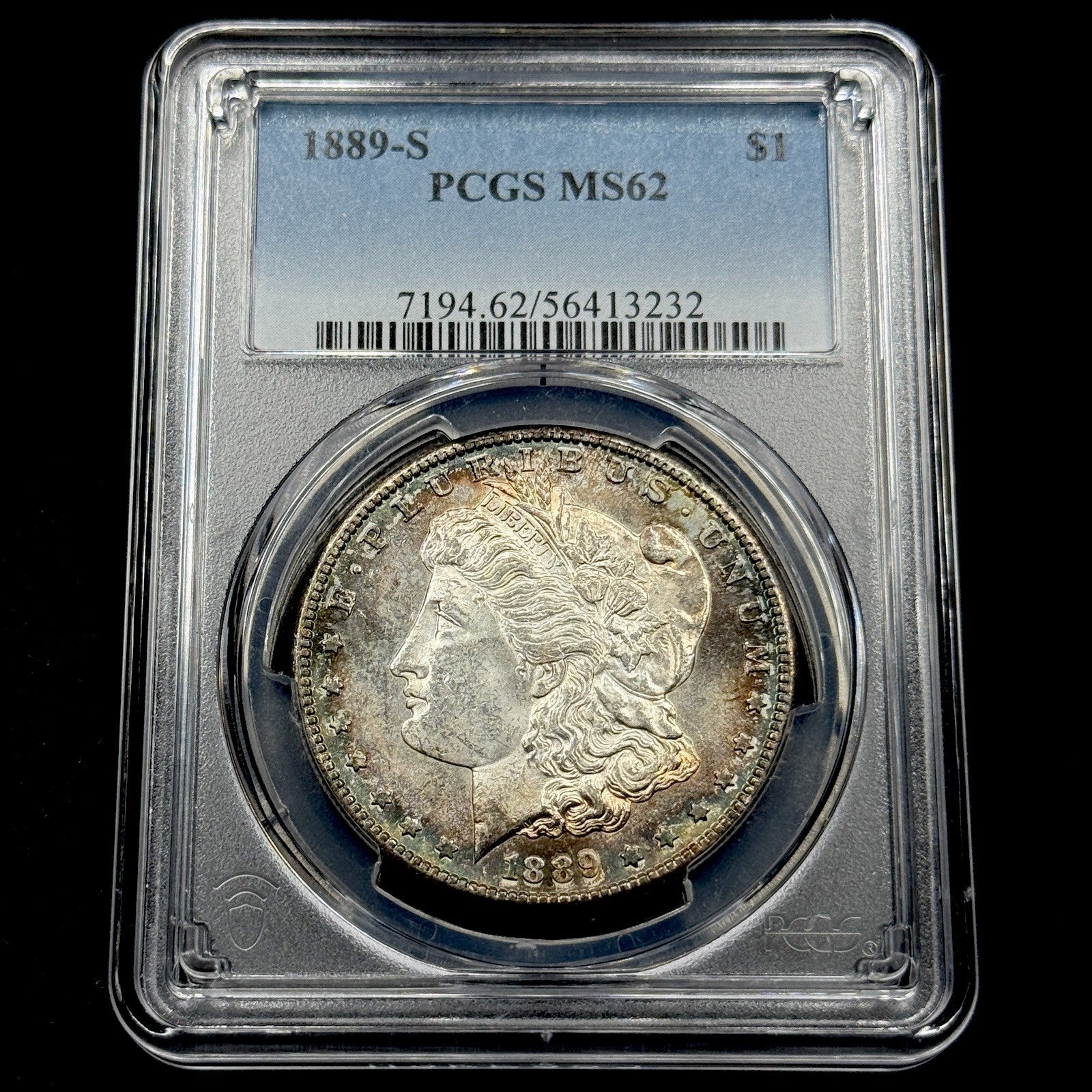 1889-S Morgan Silver Dollar PCGS MS-62 Gem Luster Nicely Toned
