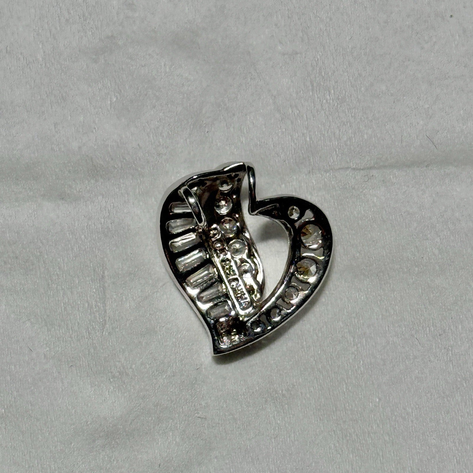 Sterling Silver 925 Cubic Zirconia Heart Pendant Slide Very Flashy