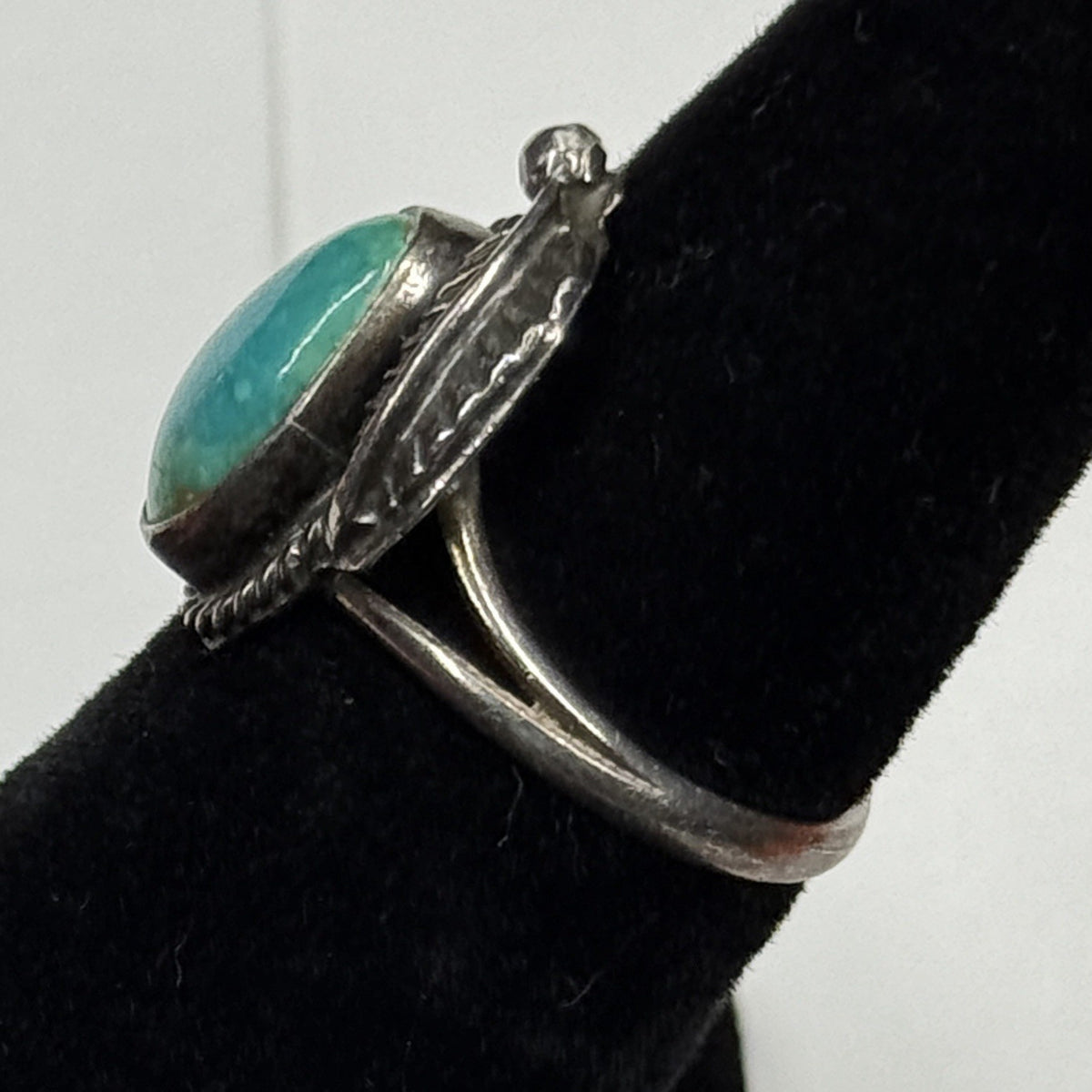 Native American Style Sterling Silver Ring Turquoise 925 Size 4.75 Unsigned