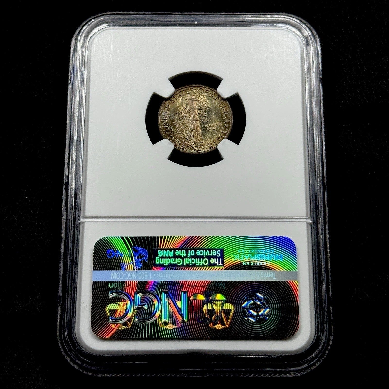 1944-D Mercury Dime NGC MS66 Rainbow Toned Gem BU