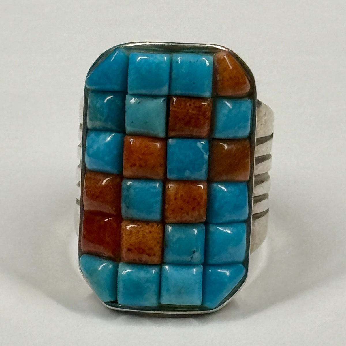 Estate Sterling Silver DRT Turquoise Coral Ring Size 6.5 Jay King