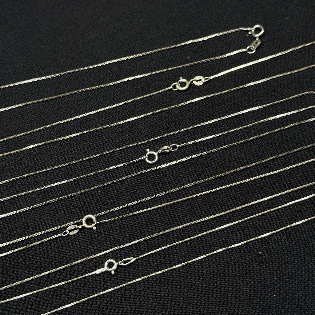 Lot Of 6 Sterling Silver Box Link Chains 925 Various Sizes 11 Grams