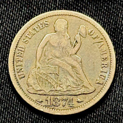 1874 Seated Liberty Dime Arrows Silver 10C XF Better Date US Coin