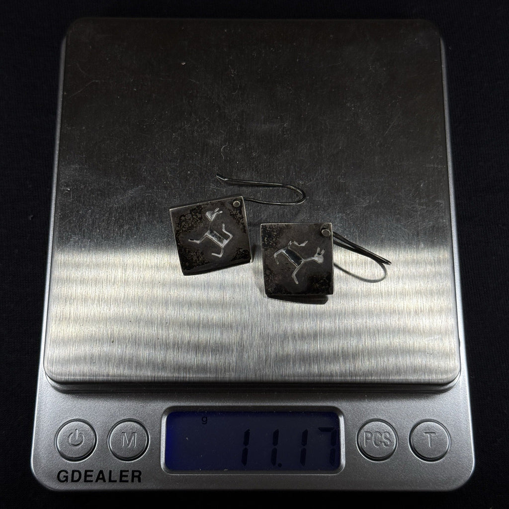 Mexico Estate Sterling Silver Earrings Dog Cat TV-114 925