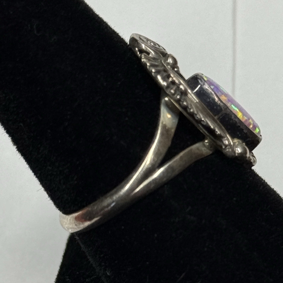 Native American Style Sterling Silver Ring Pink Opal 925 Size 7 Unsigned