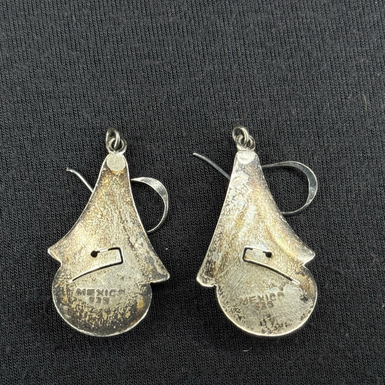 Mexico Estate Sterling Silver Earrings Black Oynx 925