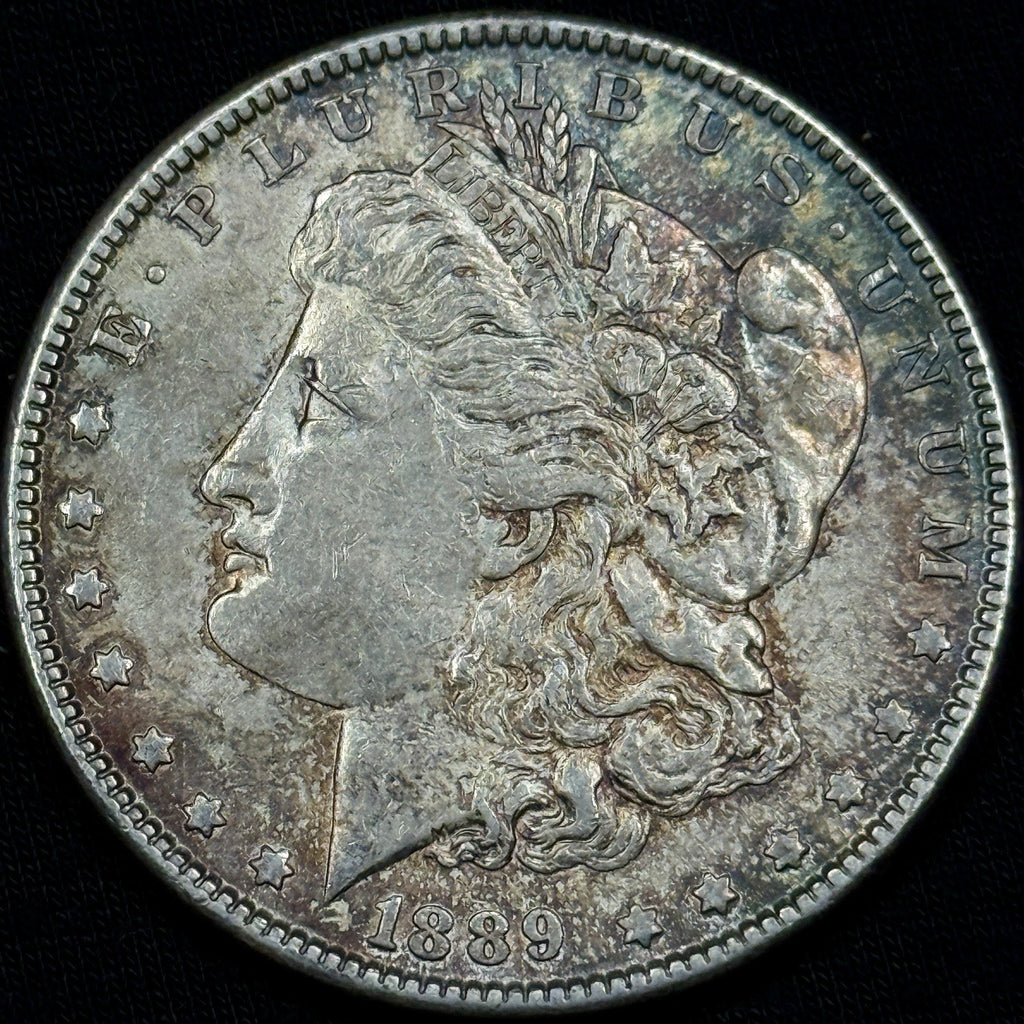 1889 Morgan Silver Dollar Raw About Uncirculated Slider Nice Original Toned