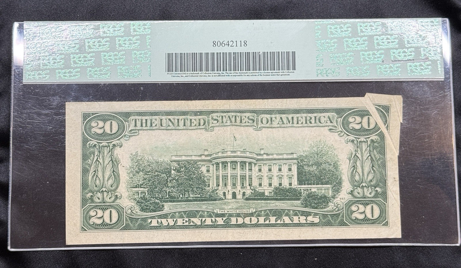 1950E $20 Federal Reserve Note Gutter Fold Error PCGS VF35