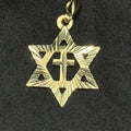 Estate 925 Sterling Silver Gold Star Of David With Central Cross Pendant
