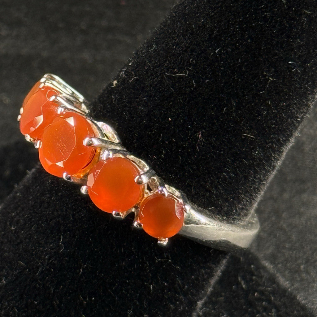 Estate Sterling Silver Ring 925 Orange Carnelian Stones GIE Size 7.5