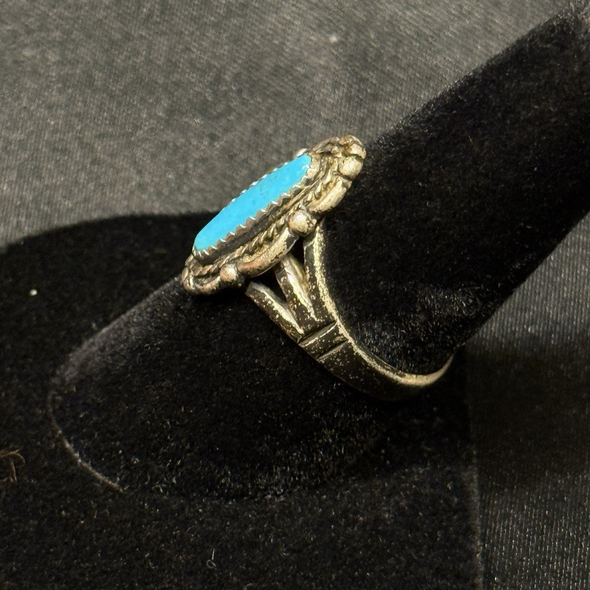 Native American Sterling Silver Ring Turquoise Signed WM Wheeler Sz 7.25