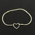 Estate Pandora Heart Closure Snake Chain Sterling Silver Bracelet 925 ALE 7.5 IN