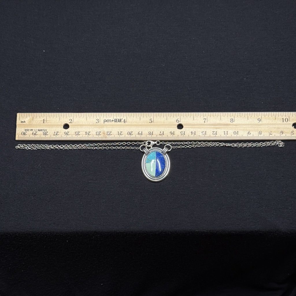Carolyn Pollack Sterling Silver Turquoise Inlay Pendant Necklace 925 19.5