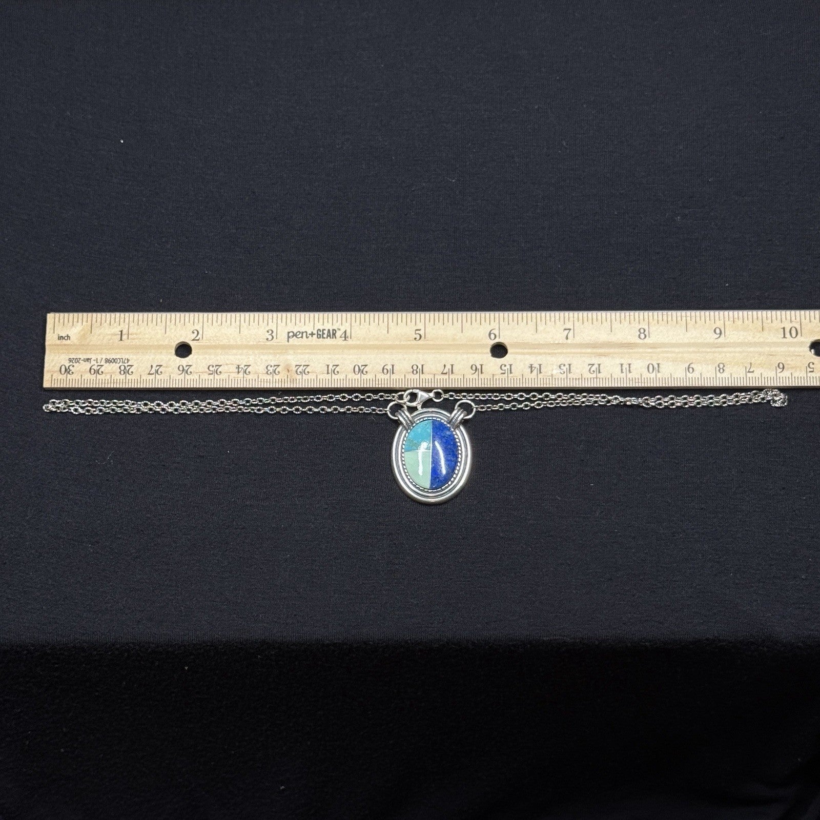 Carolyn Pollack Sterling Silver Turquoise Inlay Pendant Necklace 925 19.5