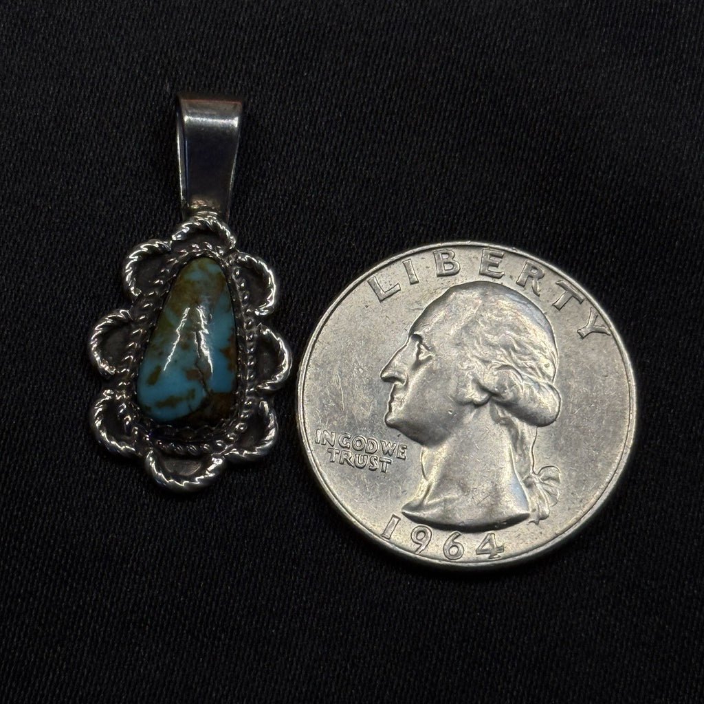 Native American Sterling Silver Pendant Turquoise Signed Garrison Boyd Navajo