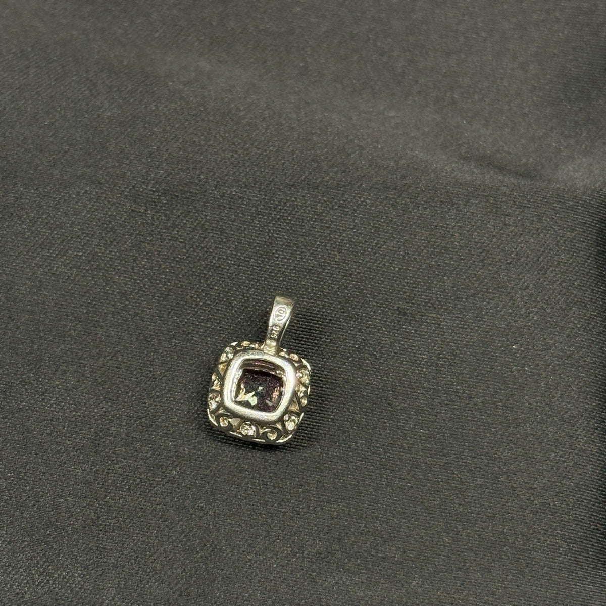Estate Sterling Silver Mystic Topaz CZ Halo Pendant 925