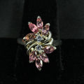 Estate Sterling Silver Ring Flower Cluster Pink Topaz Size 9 925 STS