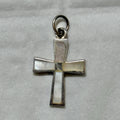 Sterling Silver Mother of Pearl Cross inlay Vintage Pendant Signed