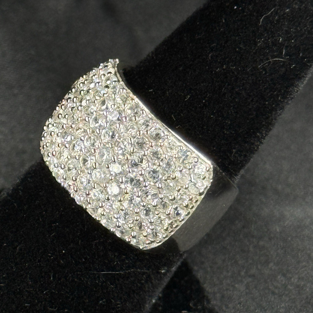 Estate Sterling Silver Ring Thick Pave Band CZ 925 Size 7