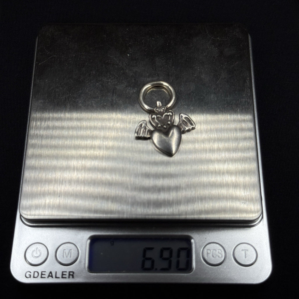 Darren Simonian Sterling Silver Winged Gothic Heart Vintage Pendant Charm 925