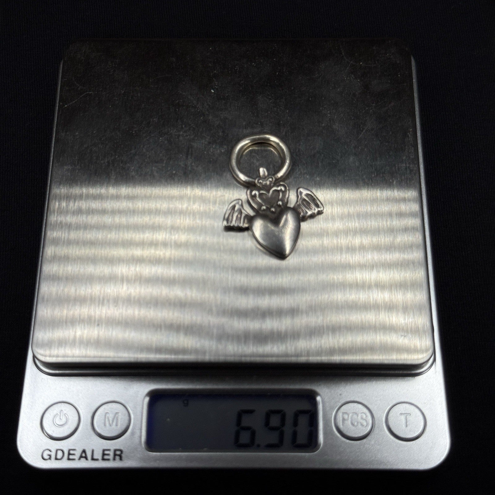 Darren Simonian Sterling Silver Winged Gothic Heart Vintage Pendant Charm 925