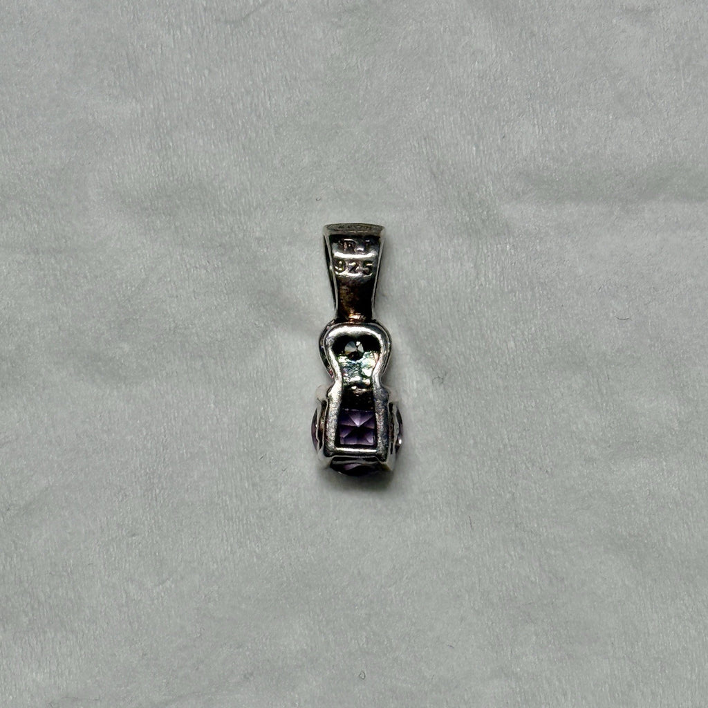 Vintage Avon RJ 925 Sterling Silver Amethyst CZ Pendant