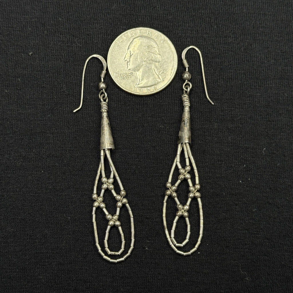 Native Estate Sterling Silver Earrings Swouthwest Liquid Basket Weave 925