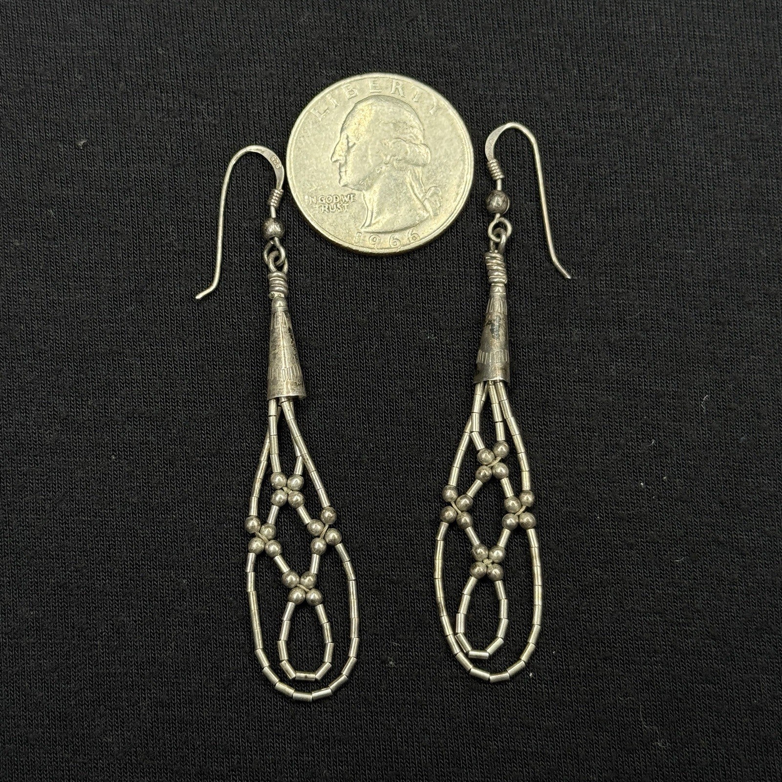 Native Estate Sterling Silver Earrings Swouthwest Liquid Basket Weave 925