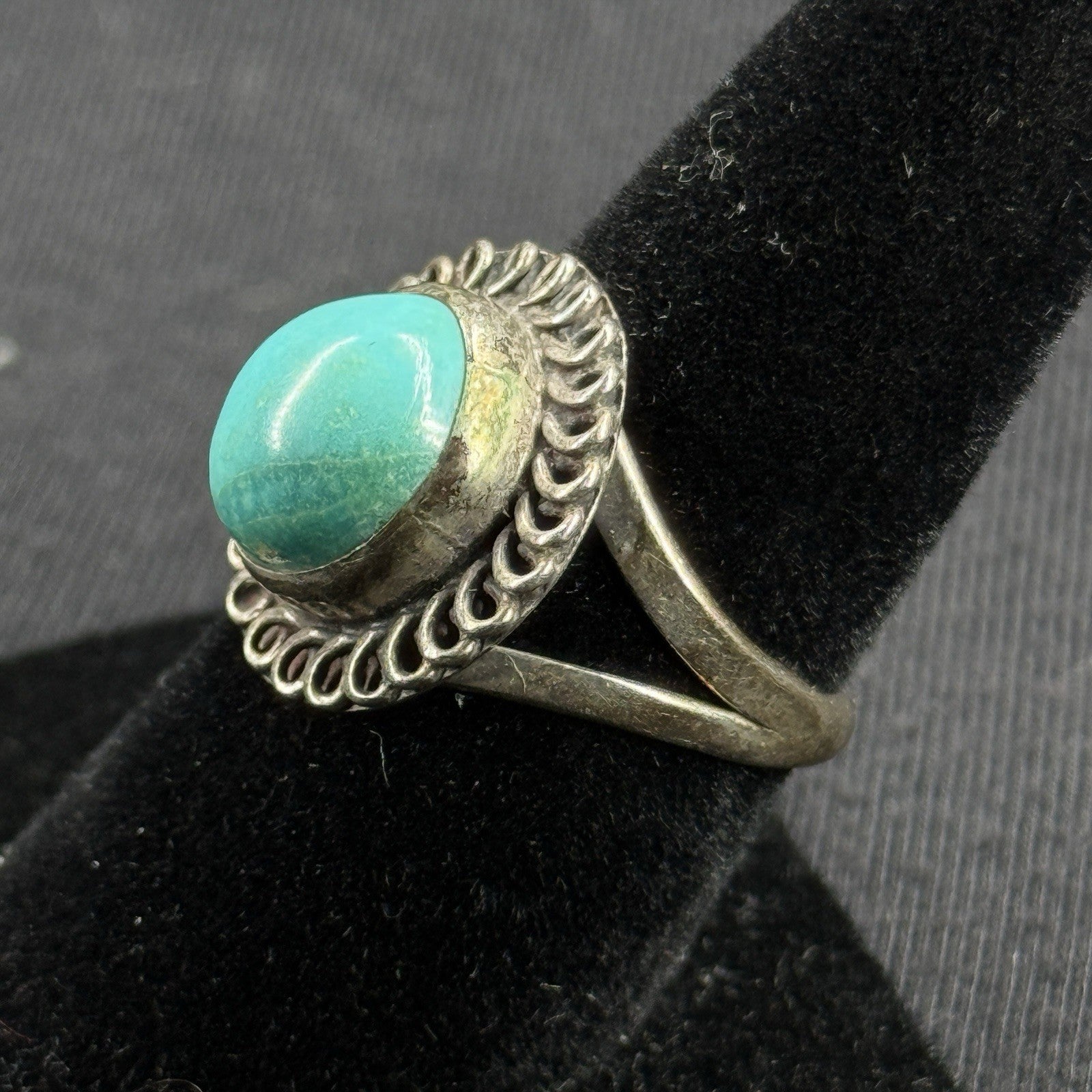 Native Turquoise Sterling Silver Ring Size 6.75 925