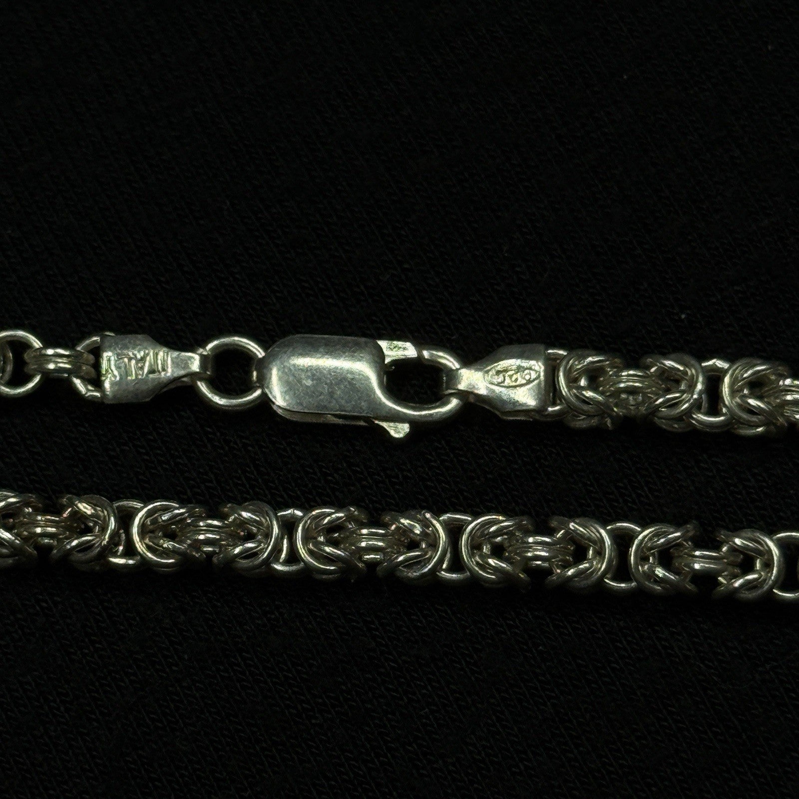 Estate Sterling Silver Byzantine Necklace Chain Vintage 925 26.8 Grams 23.5IN
