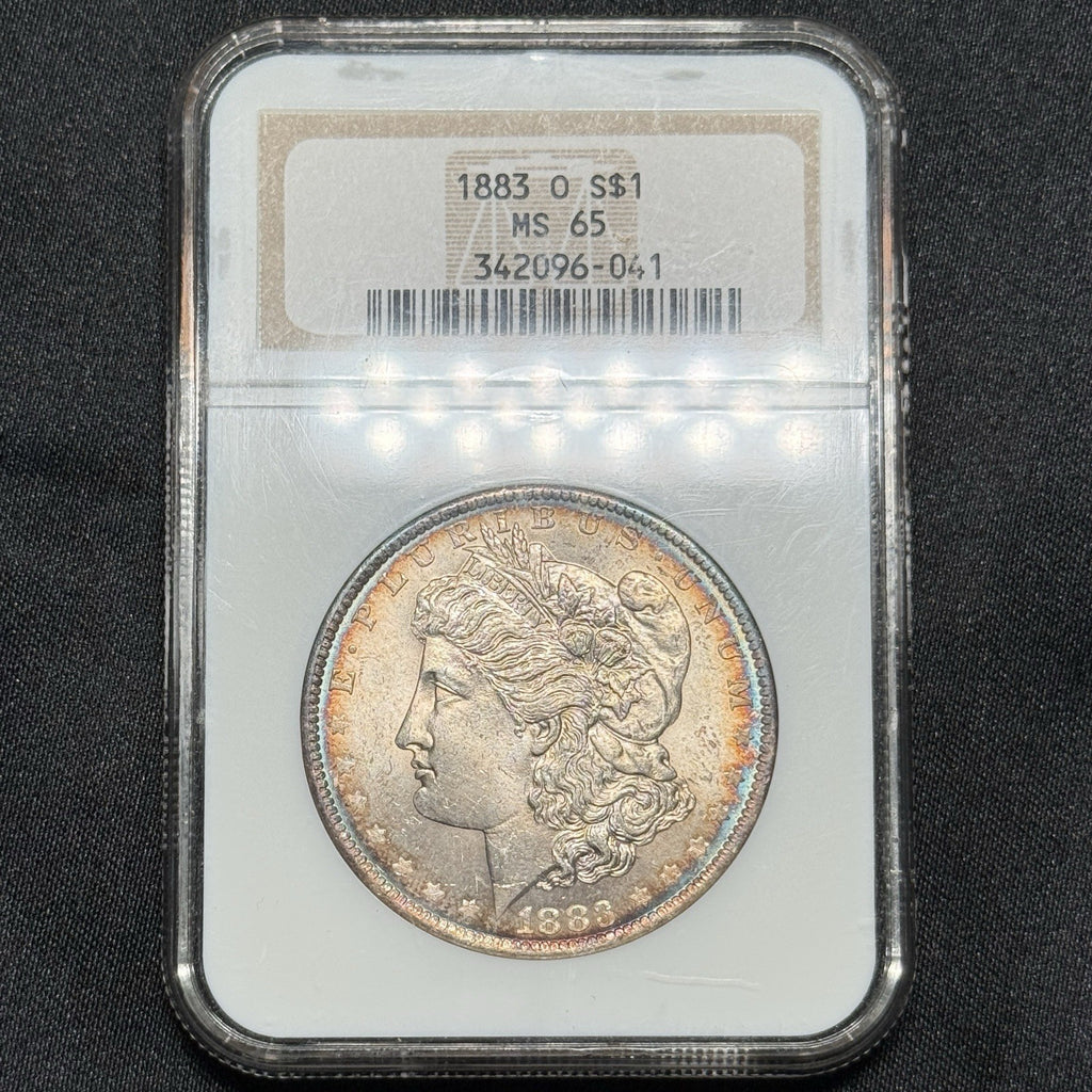 1883-O Morgan Silver Dollar NGC MS65 Rainbow Toning Peripheral Color GEM