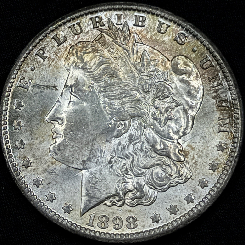 1898-O Morgan Silver Dollar Raw Uncirculated UNC BU Nice Original Toned