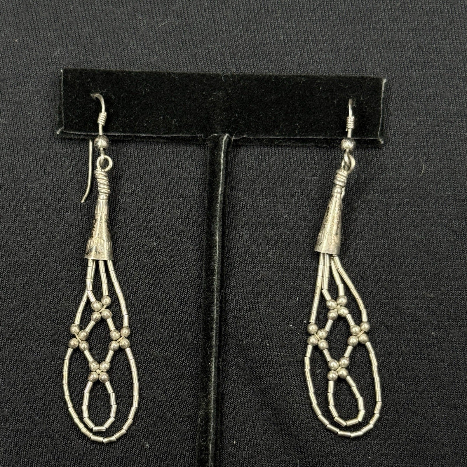 Native Estate Sterling Silver Earrings Swouthwest Liquid Basket Weave 925