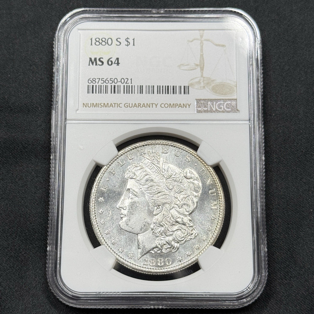 1880-S Morgan Silver Dollar NGC MS64 Flashy Semi Prooflike Mirror Fields Gem BU
