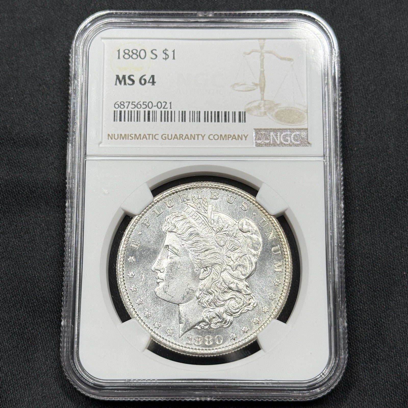 1880-S Morgan Silver Dollar NGC MS64 Flashy Semi Prooflike Mirror Fields Gem BU