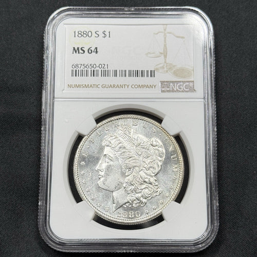 1880-S Morgan Silver Dollar NGC MS64 Flashy Semi Prooflike Mirror Fields Gem BU
