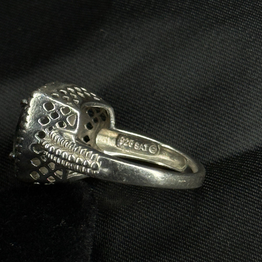 Estate Sterling Silver Ring Sai Aquamarine Stone Size 7 925
