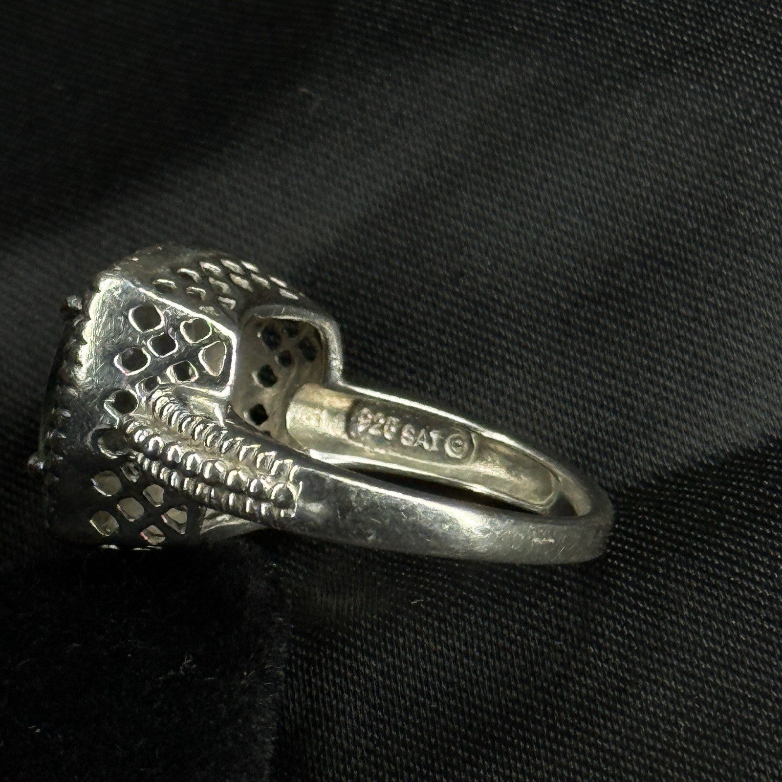 Estate Sterling Silver Ring Sai Aquamarine Stone Size 7 925