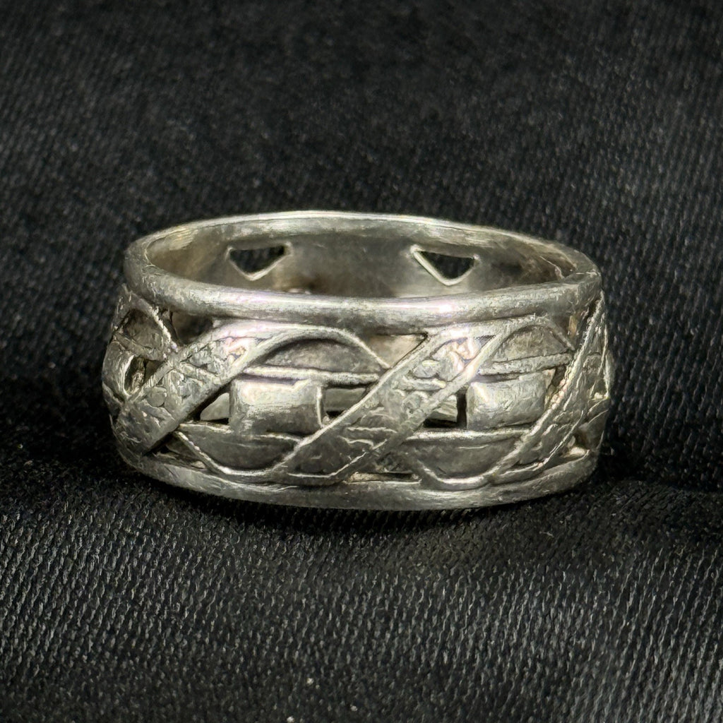 Sterling Silver Celtic Knot Infinity Weave Band Ring Wide Openwork Size 4 925