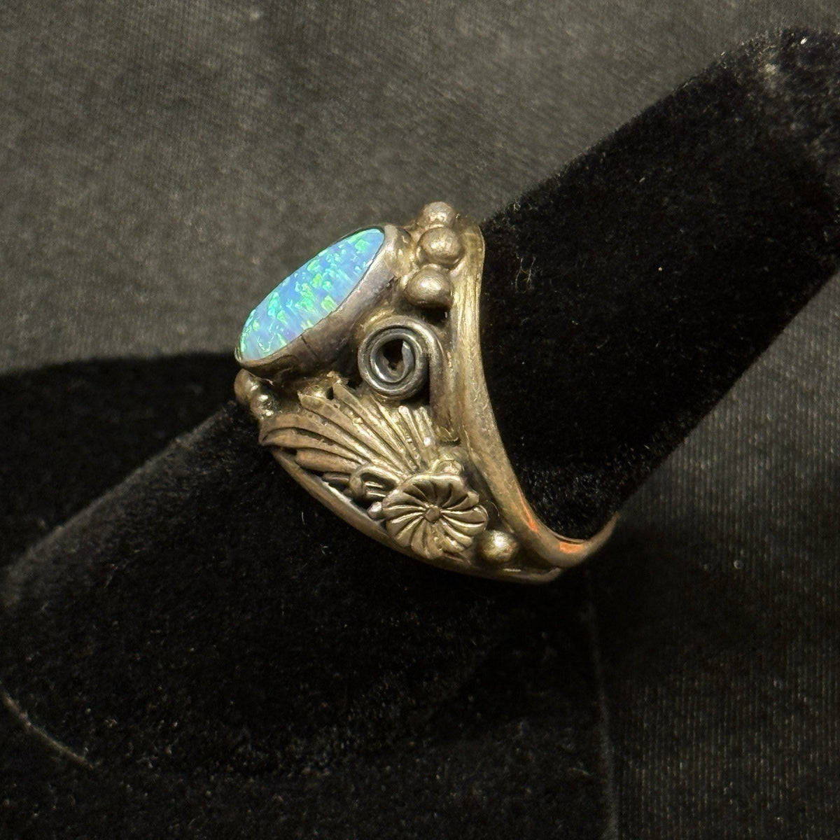 Native American Sterling Silver Ring Pink Fire Opal Signed Nila Johnson Sz 6