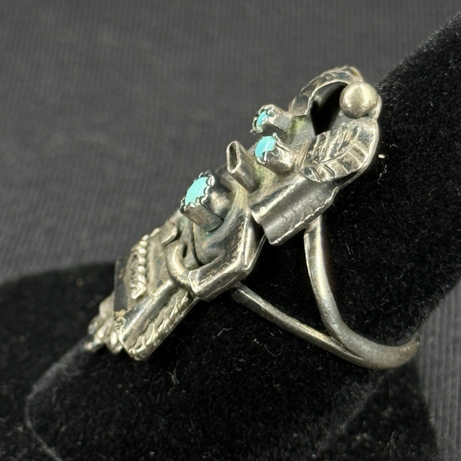 Native Turquoise Sterling Silver Ring Size 7.5 925 M O Orville Manygoat