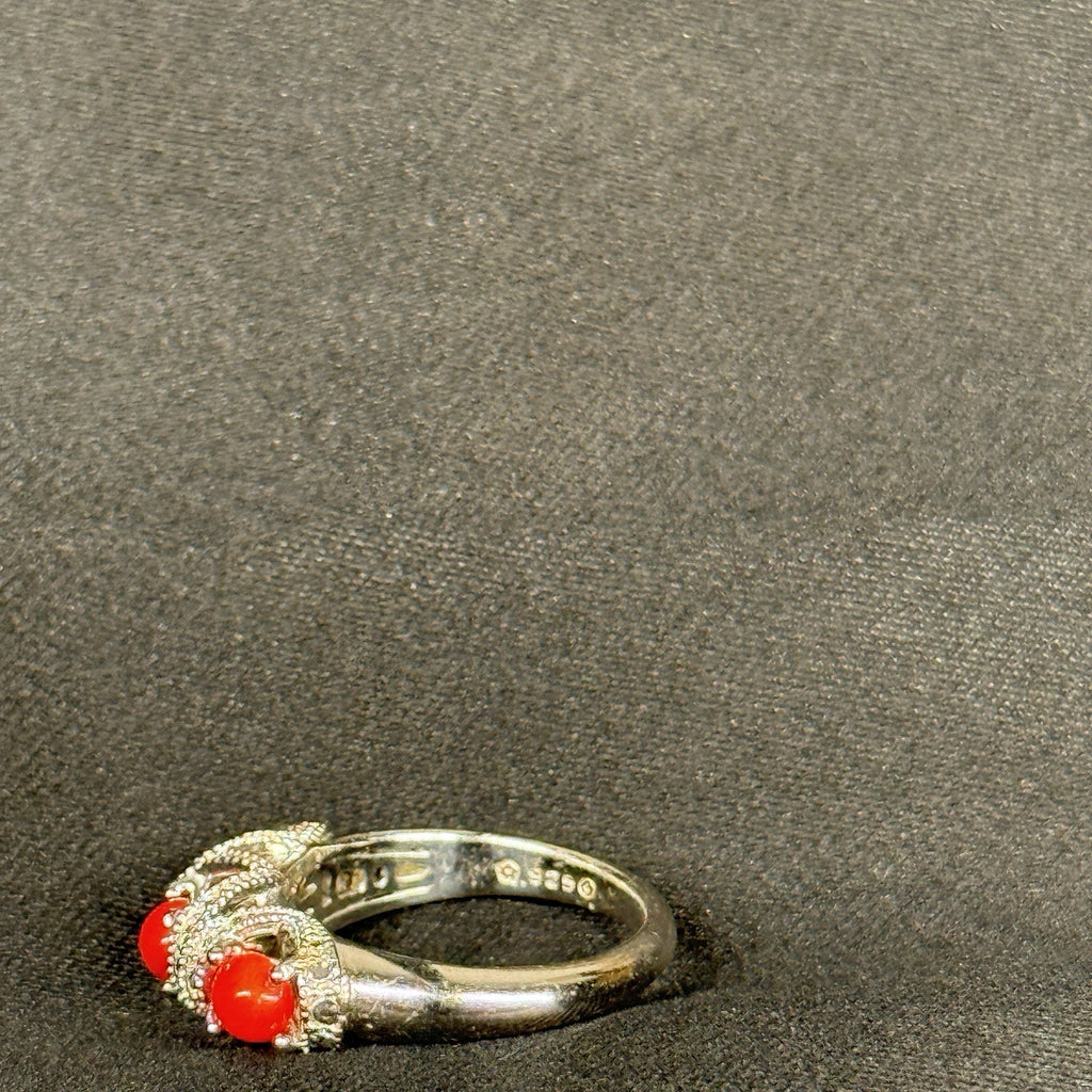 Estate Sterling Silver Ring Stone Red Stone CZ SZ 4.75 925