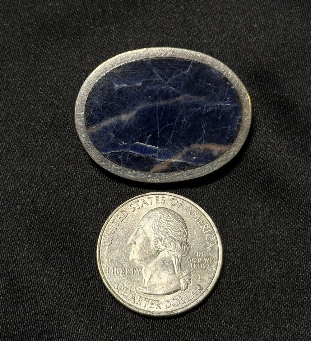 925 Sterling Silver Vintage Mexico Sodalite Broach&Pendant Signed TL-38