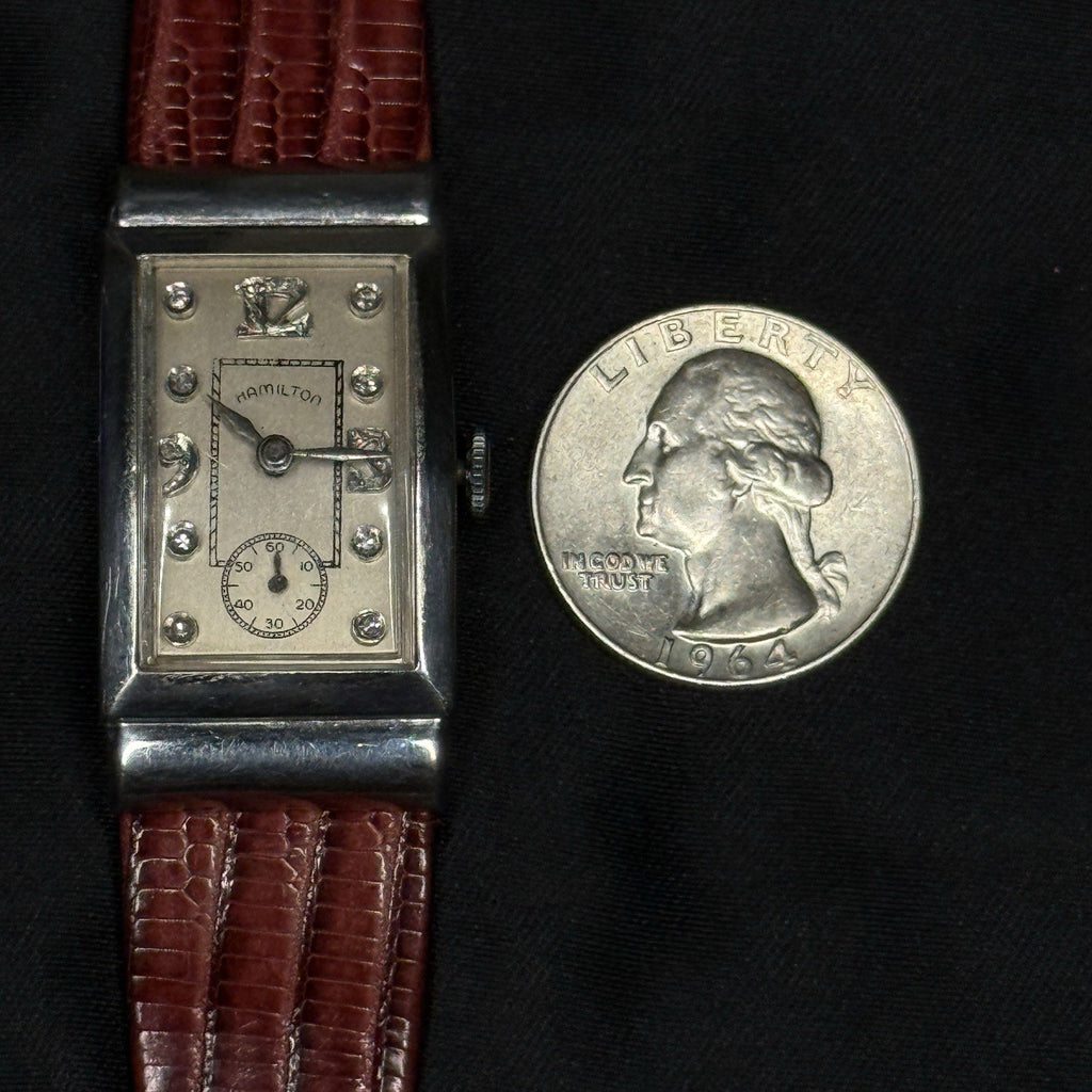 Estate Hamilton Platinum Manual Wind Diamond Dial Men's Wrist Watch 19J