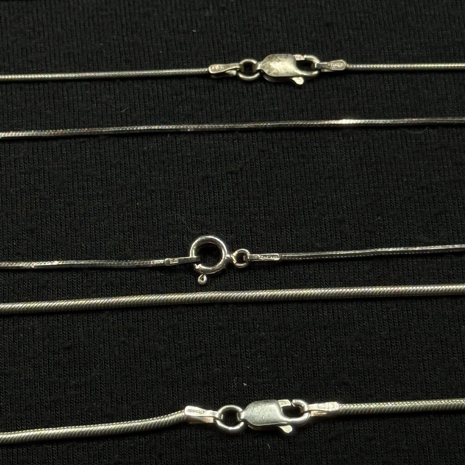 Lot Of 3 Sterling Silver Snake Chains 925 Various Sizes  18.3 Grams